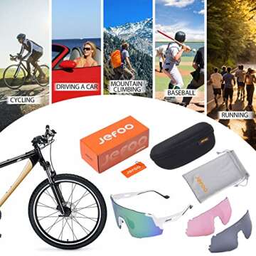 Jefoo Rimless Sports Sunglasses for Men Women-Lightweight, Adjustable Nose Pad, UV Protection -Baseball, Running, MTB Glasses