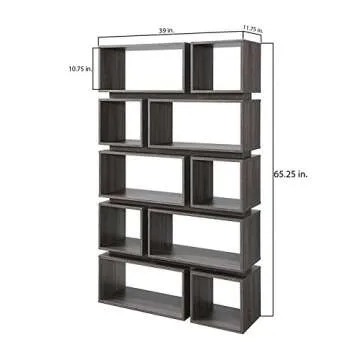 HOMES: Inside + Out Taylor Contemporary Vertical/Horizontal Display Shelf with Multi-Size Shelves, Distressed Gray