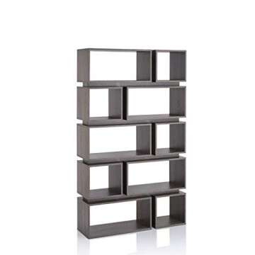 HOMES: Inside + Out Taylor Contemporary Vertical/Horizontal Display Shelf with Multi-Size Shelves, Distressed Gray