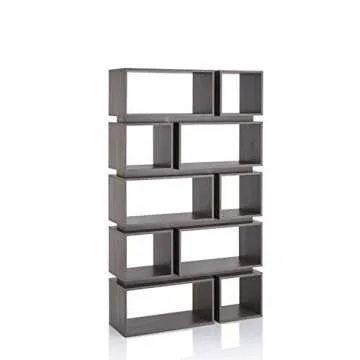 HOMES: Inside + Out Taylor Contemporary Vertical/Horizontal Display Shelf with Multi-Size Shelves, Distressed Gray