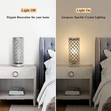 Seaside village Crystal Table Lamp Touch Control Dimmable Accent Desk Lamp Bedside Modern Table Ligh...