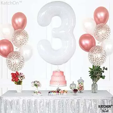 Large 40 Inch White Number 3 Balloon for All Occasions