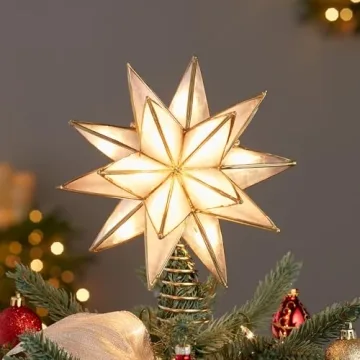 Kurt Adler Gold Sputnik Capiz Treetop for Christmas Trees