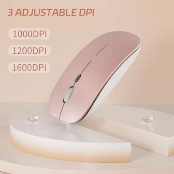 Uciefy Q5 Slim Rechargeable Wireless Mouse, 2.4G Portable Optical Silent Ultra Thin Wireless Compute...