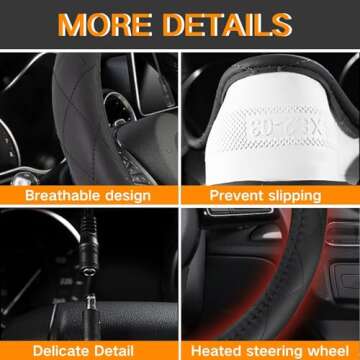 WARMITORY Heated Steering Wheel Cover - Luxury 12V Heater