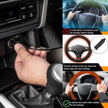 WARMITORY Heated Steering Wheel Cover - Luxury 12V Heater