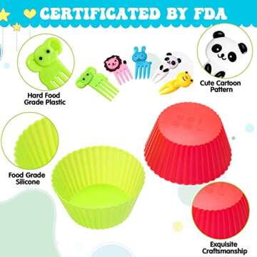 45 Pieces Silicone Cupcake Baking Cups Bento Box Accessories Muffin Cups Rubber Cupcake Liners Reusa...