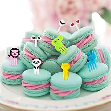 45 Pieces Silicone Cupcake Baking Cups Bento Box Accessories Muffin Cups Rubber Cupcake Liners Reusable Baking Cups and Kids Fruit Picks Animal Food Picks for Kids Lunch Supplies