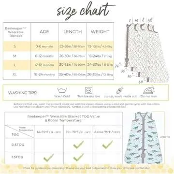 Burt's Bees Baby Baby Beekeeper Wearable Blanket, 100% Organic Cotton, Swaddle Transition Sleeping B...