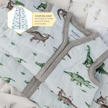 Burt's Bees Baby Baby Beekeeper Wearable Blanket, 100% Organic Cotton, Swaddle Transition Sleeping Bag, Quilted Herbivores, Large