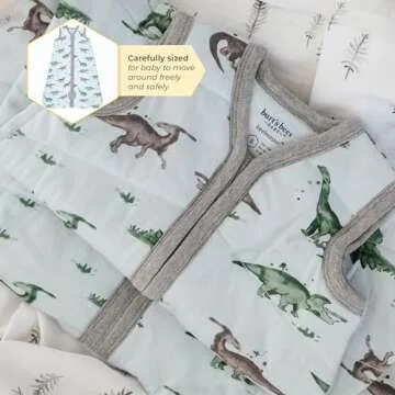 Burt's Bees Baby Baby Beekeeper Wearable Blanket, 100% Organic Cotton, Swaddle Transition Sleeping Bag, Quilted Herbivores, Large