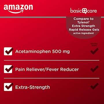 Amazon Basic Care Acetaminophen Caplets 500 mg for Pain Relief