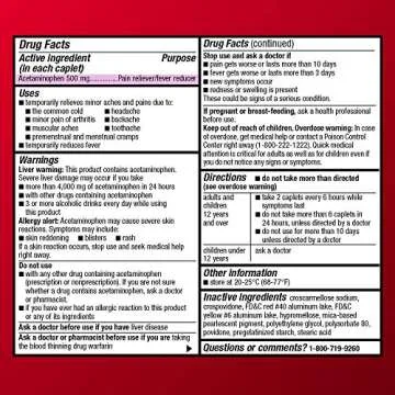 Amazon Basic Care Acetaminophen Caplets 500 mg for Pain Relief