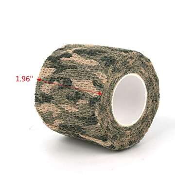 AIRSSON 6 Roll Camouflage Tape Cling Scope Wrap Military Camo Stretch Bandage for Gun Rifle Shotgun Camping Hunting 2" x5 yds Self-Adhesive (Woodland Camo - 6 Pack)