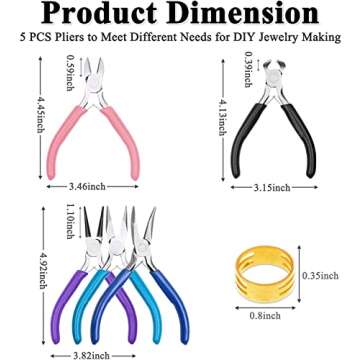 5 Packs Jewelry Pliers Set, Jewelry Making Tools with Needle Nose Pliers/Round Nose Pliers/Chain Nos...