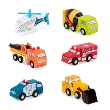 Battat Miniature Toy Cars – Classic Wooden Vehicles – 6 Pack for Kids