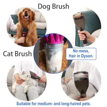 Dog Hair Vacuum Attachment for Dyson Cordless Upright Canister, Groom Tool Pet Shedding Brush for V6 V7 V8 V10 V11 V12 V15 DC40-DC65 UP13-UP30 Animal, Grooming Kit with Extension Hose Adapter