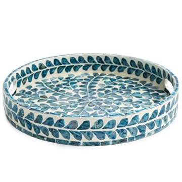 Elegant CLAYNIX Mother of Pearl Serving Tray for Home