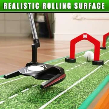 CHAMPKEY Premium Wooden Golf Putting Mat with 3 Golf Putting Gates - Realistic Putting Surface Simulates Real Golf Putting Green - Improve Putting Accuracy and Challenge