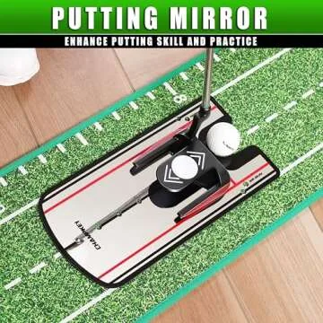 CHAMPKEY Premium Wooden Golf Putting Mat with 3 Golf Putting Gates - Realistic Putting Surface Simulates Real Golf Putting Green - Improve Putting Accuracy and Challenge