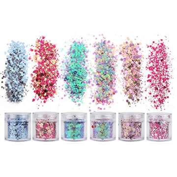 18 Boxes Holographic Cosmetic Festival Chunky Glitters Sequins, Nail Sequins Iridescent Flakes, Cosm...