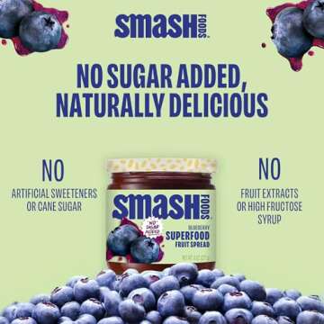 Chia Smash Blueberry Jam | Low-Calorie, No Sugar Added Keto Jam with Upcycled Fruit & Chia Seeds | Vegan, Paleo Superfood Fruit Spread (1 Jar)