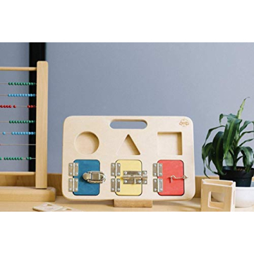 Montessori Busy Board Shape Sorter Latch Board Educational Toy