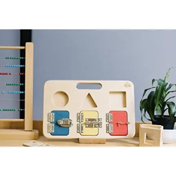 Montessori Busy Board Shape Sorter Latch Board Educational Toy