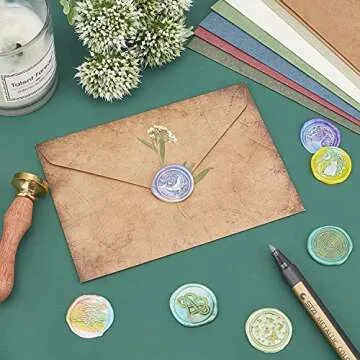 CRASPIRE Wax Seal Stamp Plane Vintage Sealing Wax Stamps Paper 25mm Removable Brass Head Sealing Stamp with Wooden Handle for Halloween Wedding Invitations Christmas Xmas Party Gift Wrap