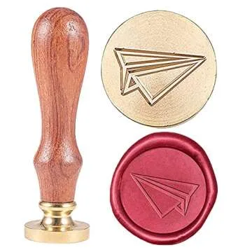 CRASPIRE Wax Seal Stamp Plane Vintage Sealing Wax Stamps Paper 25mm Removable Brass Head Sealing Stamp with Wooden Handle for Halloween Wedding Invitations Christmas Xmas Party Gift Wrap