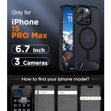 Temdan Magnetic Case for iPhone 15 Pro Max - With Kickstand & Shockproof Protection