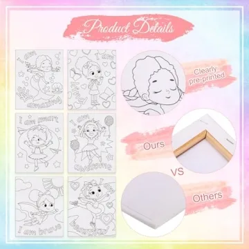 Tatuo 6 Black Girl Pre Drawn Canvases for Painting