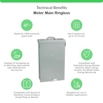 Square D by Schneider Electric HOM612L100SCP Homeline 100 Amp 6-Space 12-Circuit Indoor Surface, No ...