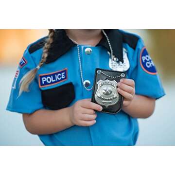 Dress Up America Police Badge for Kids - Pretend Play PD Badge with Chain & Belt Clip