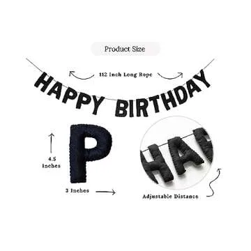 Elegant Birthday Felt Fabric Banner - Reusable Garland