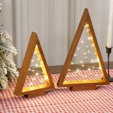 Light Up Wooden Christmas Tree - 2PCS Set