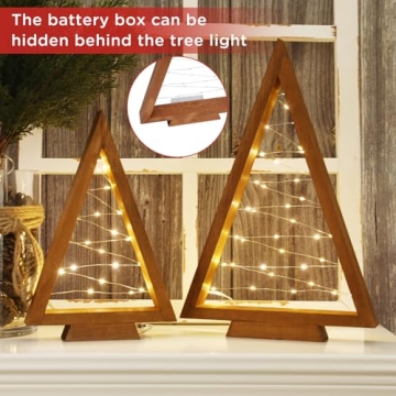 Light Up Wooden Christmas Tree - 2PCS Set
