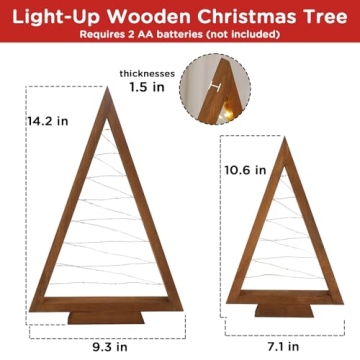 Light Up Wooden Christmas Tree - 2PCS Set