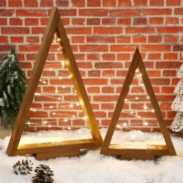 Light Up Wooden Christmas Tree - 2PCS Set