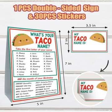 cidobi What is Your Taco Name Game – Perfect for Birthday Parties!