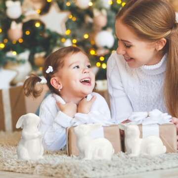 Nuenen 8 Pcs Mini White Ceramic Bird Decor Ceramic White Chubby Birds Small Animal 3.5 Inch Spring Easter Porcelain Modern Home Decor for Living Room, Bedroom, Cabinets, Office Desktop (Rabbit)