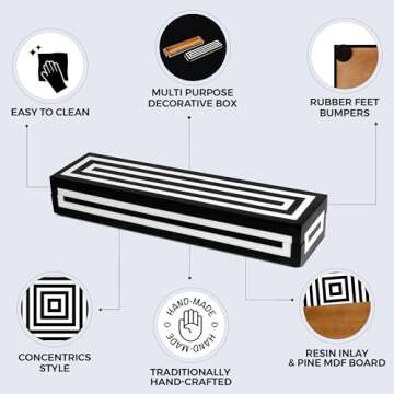 Handicrafts Home Handmade Concentric Collection Decorative Jewelry Box Organizer – Keepsakes, Trinkets, and Home Decor – Antique Coffee Table Storage, Memory Box, Farmhouse Style Decor, 10x2.5x1.5