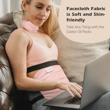 Pedobi 2 Pcs Castor Oil Pack Wrap, Organic Cotton Castor Oil Wrap for Neck, Castor Oil Compress for Liver Detox, Insomnia, Constipation Pink