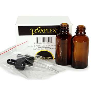 Vivaplex, Amber, 4 oz Glass Bottles, with Glass Eye Droppers - 2 pack