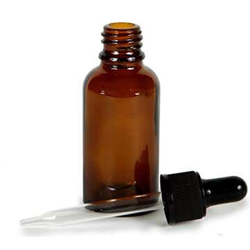 Vivaplex, Amber, 4 oz Glass Bottles, with Glass Eye Droppers - 2 pack