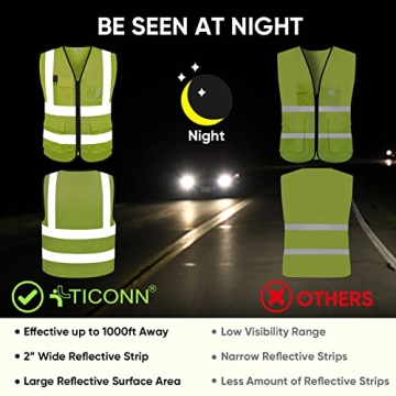 High Visibility TICONN Reflective Safety Vest for All Occasions
