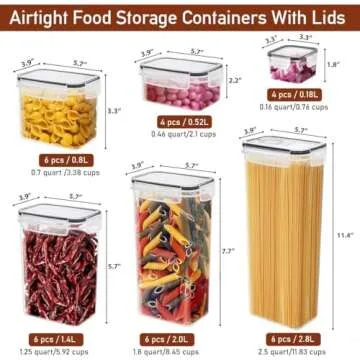 JUJOJB 68 PCS Airtight Food Storage Containers With Lids BPA Free,6 Pack With Pouring Spout Cereal C...