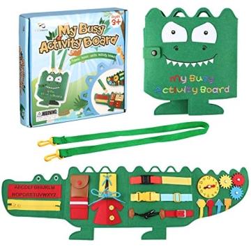 PP OPOUNT Toddler Busy Board, 15 Sense Montessori Busy Board for Educational Learning Toys, Travel B...