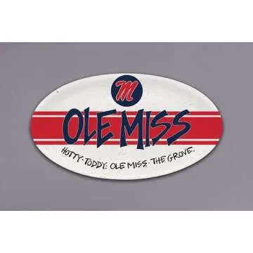 Magnolia Lane University of Mississippi Ole Miss Football Heavyweight Melamine Oval Platter, 12.25-i...