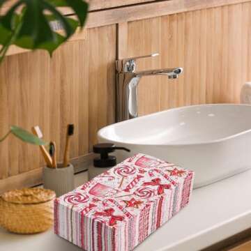 AnyDesign 100 Pack Pink Christmas Guest Napkins Peppermint Candy Canes Theme Disposable Paper Napkin Sweet Dinner Hand Napkin for Home Kitchen Bathroom, 4.3 x 7.8 Inch